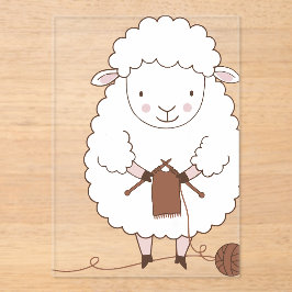 Mouton Mignon qui Tricote de la Laine Marron Acryleinladungen