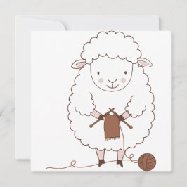 Mouton Mignon qui Tricote de la Laine Marron Einladung