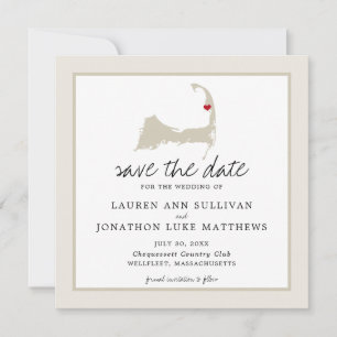 Movable Red Heart Wellfleet Cape Cod Map Hochzeit Save The Date