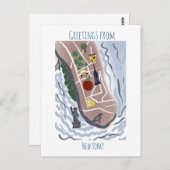 Moved New York Map | Handgezeichnete Darstellung Postkarte (Vorne/Hinten)