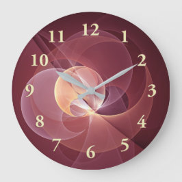 Movement Abstrakt Modern Wine Red Pink Fraktal Kun Große Wanduhr