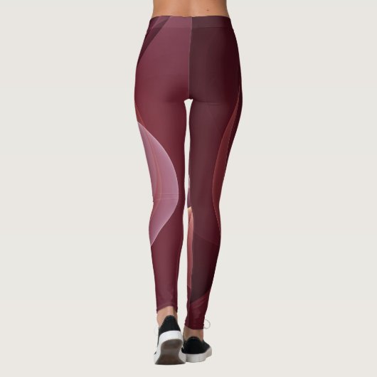 Movement Abstrakt Modern Wine Red Pink Fraktal Kun Leggings (Rückseite)