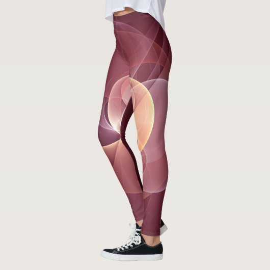 Movement Abstrakt Modern Wine Red Pink Fraktal Kun Leggings (Links)
