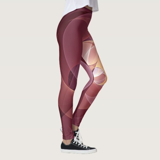 Movement Abstrakt Modern Wine Red Pink Fraktal Kun Leggings (Rechts)
