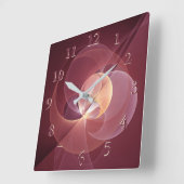 Movement Abstrakt Modern Wine Red Pink Fraktal Kun Quadratische Wanduhr (Winkel)