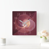 Movement Abstrakt Modern Wine Red Pink Fraktal Kun Quadratische Wanduhr (Zuhause)