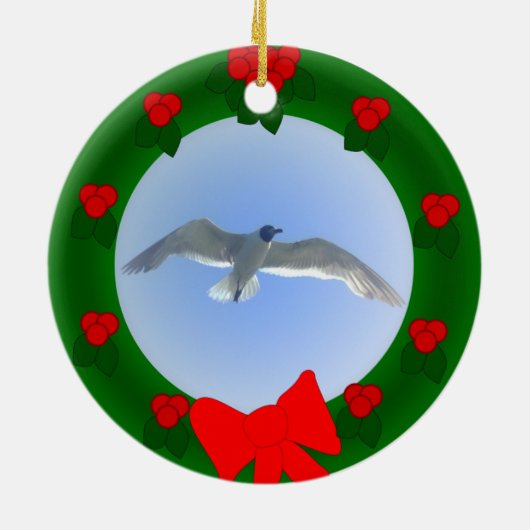 Möven-im Flug Verzierung 2 Keramikornament (Hinten)