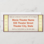 Movie Birthday Party Marquee Einladung (Rückseite)