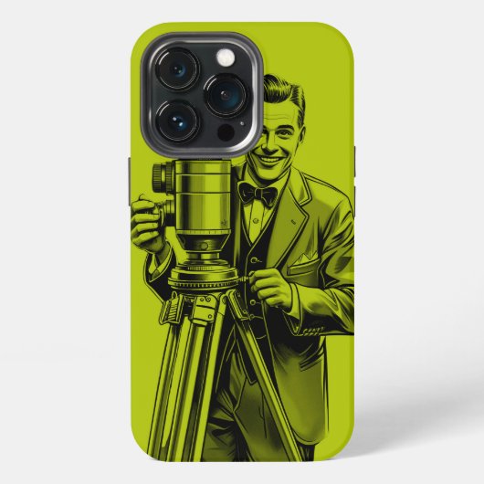 Movie cameraman vintage lime green  iPhone hülle (Hinten)