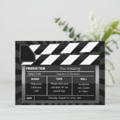 Movie Clap Board Custom Hollywood Save the Date (Stehend Vorderseite)