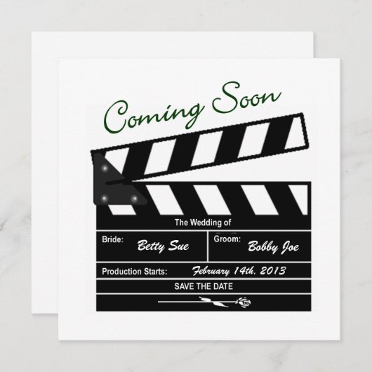 Movie Clapboard Hochzeit speichern Sie das Datum Save The Date (Vorne/Hinten)
