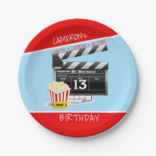 Movie Clapboard Popcorn 13. Geburtstag Pappteller