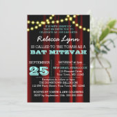 Movie Lights Aqua Bat Mitzvah Einladung (Stehend Vorderseite)