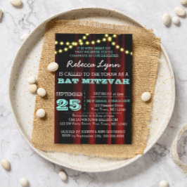 Movie Lights Aqua Bat Mitzvah Einladung