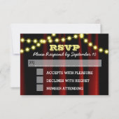 Movie Lights Yellow Bar Mitzvah RSVP Card (Vorderseite)