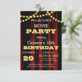 Movie Lights Yellow Birthday Einladung (Stehend Vorderseite)