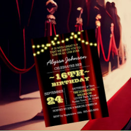 Movie Lights Yellow Sweet 16 Einladung