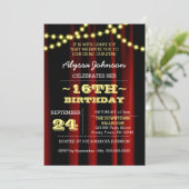 Movie Lights Yellow Sweet 16 Einladung (Stehend Vorderseite)