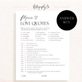 Movie Love Quotes Bridal Shower Game Activity Card Einladung