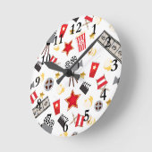 Movie Lover Pattern Runde Wanduhr (Winkel)