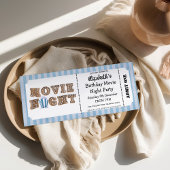 Movie Night Birthday Party Blue Ticket Style  Einladung