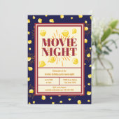 Movie Night Birthday Party - Feuerwerk Popcorn Einladung (Stehend Vorderseite)