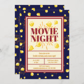 Movie Night Birthday Party - Feuerwerk Popcorn Einladung (Vorne/Hinten)