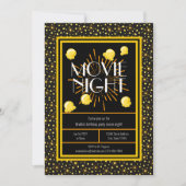 Movie Night Birthday Party - Feuerwerk Popcorn Einladung (Vorderseite)