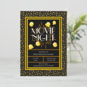 Movie Night Birthday Party - Feuerwerk Popcorn Einladung (Stehend Vorderseite)