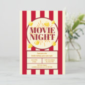 Movie Night Birthday Party - Red White Popcorn Bag Einladung (Stehend Vorderseite)