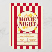 Movie Night Birthday Party - Red White Popcorn Bag Einladung (Vorne/Hinten)