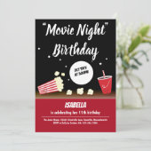 Movie Night Birthday Popcorn Drink Black Red Einladung (Stehend Vorderseite)