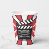 Movie Night | Clapperboard & Red Stripes Pappbecher (Rückseite)