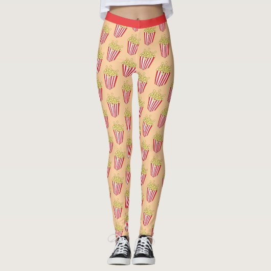 Movie Night Fun Popcorn Muster Leggings (Vorderseite)