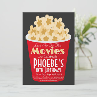 Movie Night Invitation PopCorn Birthday Invitation Einladung