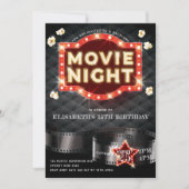 Movie Night Luxury Gold Glitzer Einladung (Vorderseite)