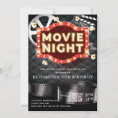 Movie Night Luxury Gold Glitzer Einladung (Vorderseite)