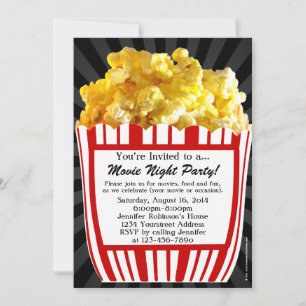 Movie Night Popcorn Custom Party Einladungen