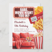 Movie Night Teenage Girl Birthday Einladung (Vorderseite)