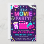 Movie Party Birthday Invitation Einladung (Vorderseite)