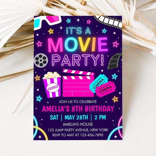Movie Party Birthday Invitation Einladung