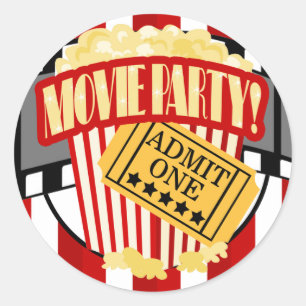 MOVIE PARTY Round Gour Sticker