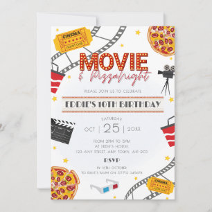 Movie & Pizza Night Birthday Party Einladung