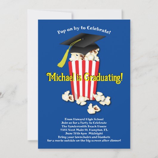 Movie Popcorn Graduation Party Einladung (Vorderseite)