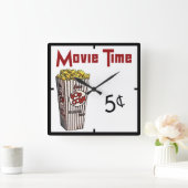 Movie Popcorn Quadratische Wanduhr (Zuhause)