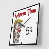 Movie Popcorn Quadratische Wanduhr (Winkel)