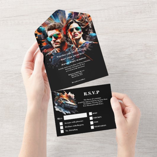 Movie Poster Thema Hochzeit Helden Thriller All In One Einladung (Abreißtisch)