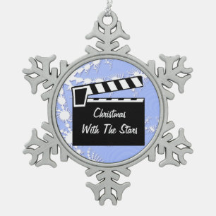 Movie Slate Clapperboard Board Schneeflocken Zinn-Ornament