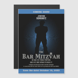 Movie Star Bar Mitzvah Black Navy Magneteinladung