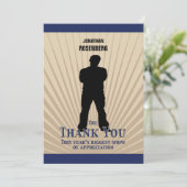 Movie Star Bar Mitzvah Danke, Tan Navy Blue Dankeskarte (Stehend Vorderseite)